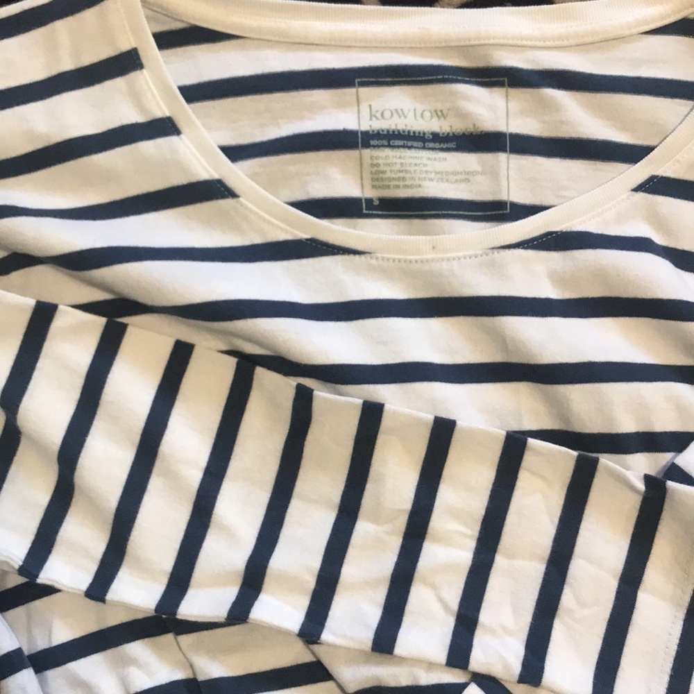 Kowtow Building Block Boatneck Dress in blue white stripe small - Picture 2 of 3